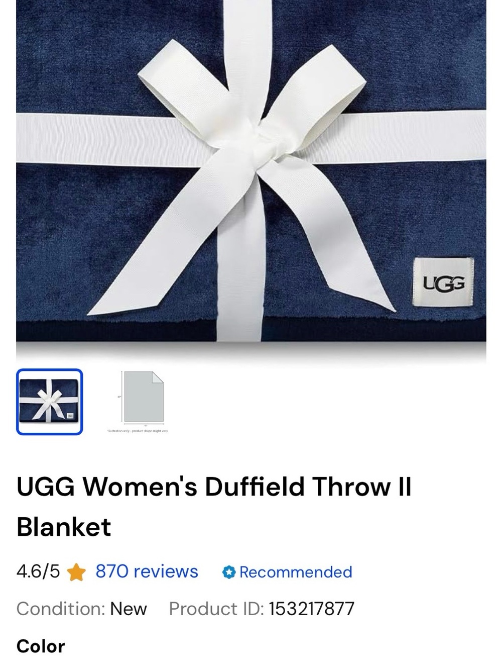 UGG DUFFIELD II THROW BLANKET THICK PLUSH INDIGO 50X70 MSRP $170 NWT!